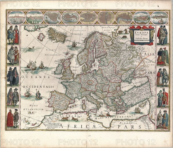 Map, Evropa recens descripta à Guilielmo Blaeuw, Willem Jansz Blaeu (1571-1638), Copperplate print