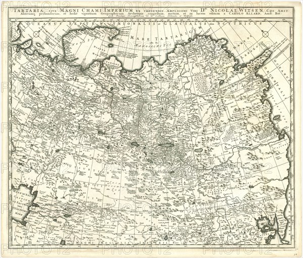 Map, Tartaria, sive Magni Chami Imperium ex credendis ... Nicolai Witsen ..., et hodiè vigentium geographorum archetypis congestum, auctum, et in lucem editum a Carolo Allard, Amst. Bat, Nicolaes Witsen (1641-1717), Carel Allard (1648-1709), Copperplate print