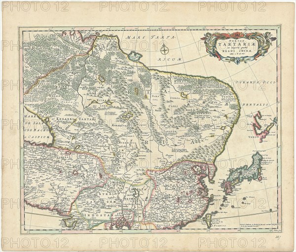 Map, Tabula Tartariæ et majoris partis regni Chinæ, edita a F. de Wit Lhuilier fecit, Frederick de Wit (1630-1706), Joannes Lhuilier, Copperplate print