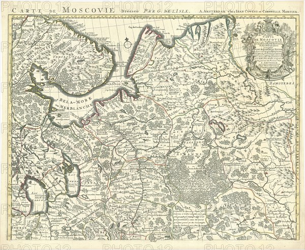 Map, Carte de Moscovie dressée par Guillaume de L’Isle de l’Academie Royale des Sciences a Son Excellence Monseigneur André Artémonides de Matueof ..., Guillaume Delisle (1675-1726), Copperplate print