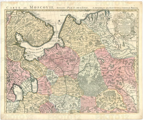 Map, Carte de Moscovie dressée par Guillaume de L’Isle de l’Academie Royale des Sciences a Son Excellence Monseigneur André Artémonides de Matueof ..., Guillaume Delisle (1675-1726), Copperplate print