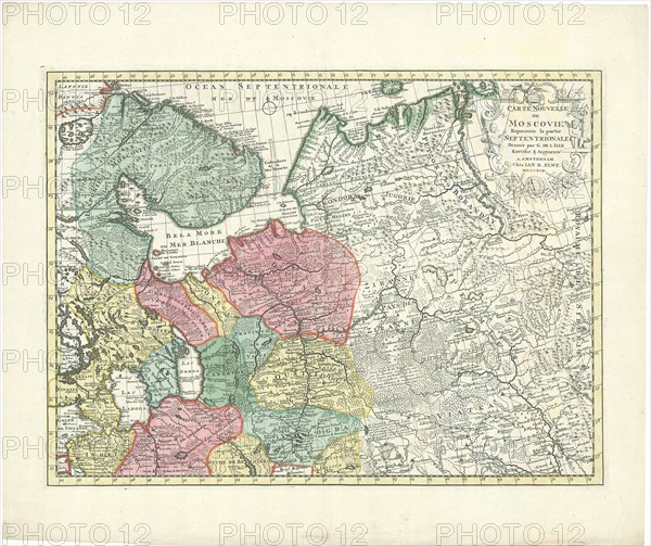 Map, Carte nouvelle de Moscovie represente la partie septentrionale dressée par G. de L’Isle rectifié & augmenté, Guillaume Delisle (1675-1726), Copperplate print