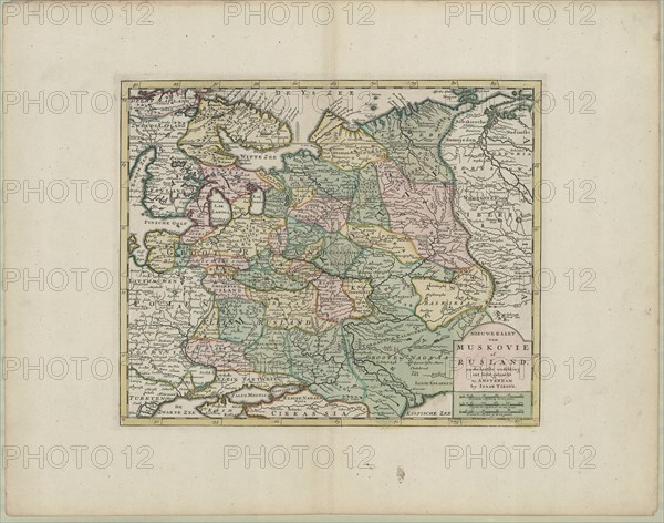 Map, Nieuwe kaart van Muskovie of Rusland na de laatste ondekking int licht gebracht J. Keijser fecit 1734, Jacob Keyser (1710-1745 fl.), Copperplate print