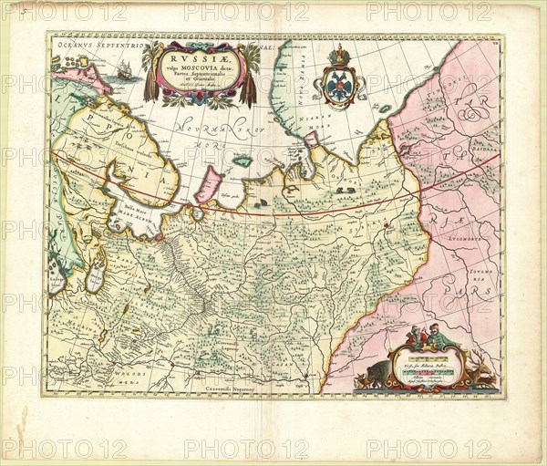 Map, Rvssiæ, vulgo Moscovia dictæ, partes Septentrionalis et Orientalis Auctore Isaaco Massa, Isaac Massa (1586-1643), Copperplate print