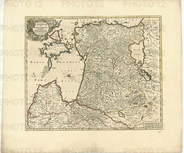 Map, Ducatuum Livoniæ, et Curlandiæ, nova tabula, descripta, divisa, et edita per F. de Witt Amstelodami, Frederick de Wit (1630-1706), Copperplate print