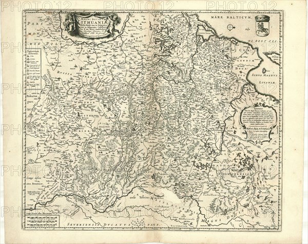 Map, Magni ducatus Lithuaniæ tabula divisa tam in Palatinatus, quam in subjacentes Castellamas per F. de Witt Amstelodami, Frederick de Wit (1630-1706), Copperplate print