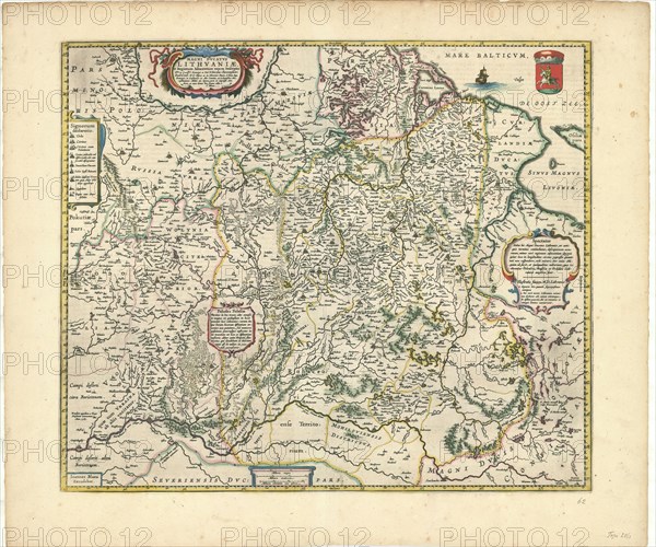 Map, Magni dvcatvs Lithvaniæ et regionum adiacentium exacta descriptio ... ... edita a I. Blaeu, Joan Blaeu (1598/99-1673), Copperplate print