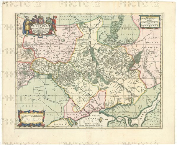 Map, Typus generalis Ukrainæ sive Palatinatuum Podoliæ, Kioviensis et Braczlaviensis terras nova delineatione exhibens, Copperplate print