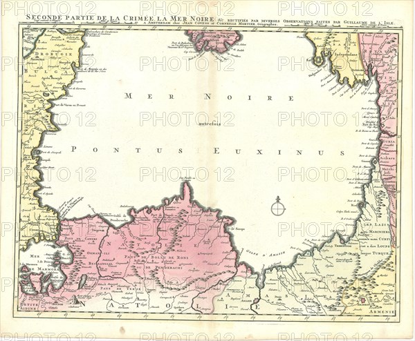 Map, Seconde partie de la Crimée, la Mer noire &c. rectifiés par diverses observations faites par Guillaume de L’Isle, Copperplate print