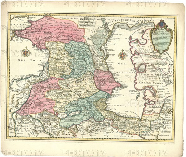 Map, Carte des pays voisins de la Mer Caspiene dressée pour l’usage du roy sur la carte de cette mer faite par l’ordre du czar ... par G. Delisle geog. de l’Acad. Roy des Scien[ces, Guillaume Delisle (1675-1726), Copperplate print