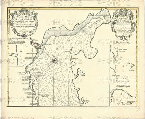 Map, Carte marine de la Mer Caspiene, Carl Vanverden, Copperplate print