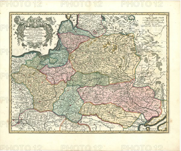 Map, Tabula nova totius Regni Poloniæ., Nicolas Sanson (1600-1667), Copperplate print