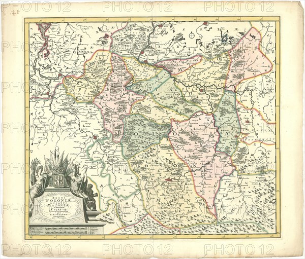Map, Regni Poloniæ ducatus Mazoviæ et province Cujaviæ, Reinier Ottens (1729-1793), Copperplate print