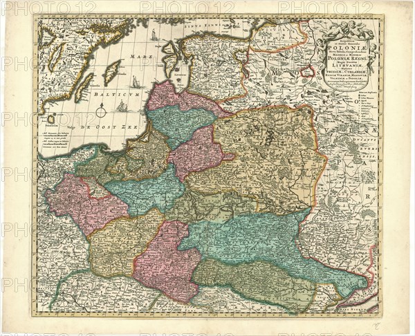 Map, Reipublicæ et status generalis Poloniæ nova tabula, Frederick de Wit (1610-1698), Copperplate print