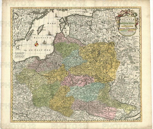 Map, Reipublicæ et status generalis Poloniæ nova tabula, Frederick de Wit (1610-1698), Copperplate print