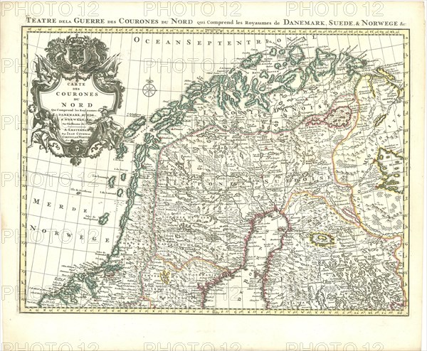 Map, Téatre dela guerre des courones du Nord, Guillaume Delisle (1675-1726), Copperplate print