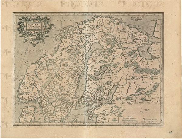 Map, Svecia et Norvegia cum confinijs, Gerard Mercator (1512-1594), Copperplate print