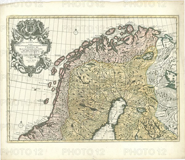 Map, Carte des courones du Nord, Guillaume Delisle (1675-1726), Copperplate print