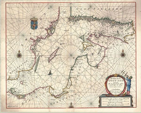 Map, Pas-caart van de Oost Zee verthoonende alle de ghelegentheydt tusschen 't eylandt Rugen ende Wyborg, Geraerd Coeck (fl.1647), Copperplate print