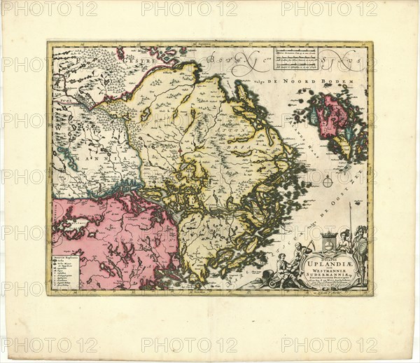 Map, Ducatus Uplandiae cum Westmanniae Sudermanniaeque finitimis correcta descriptio, Frederick de Wit (1610-1698), Copperplate print