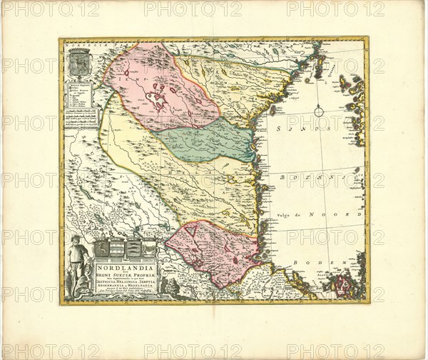 Map, Nordlandia sive Regni Sueciæ propriæ pars septentrionalis, Frederick de Wit (1610-1698), Copperplate print