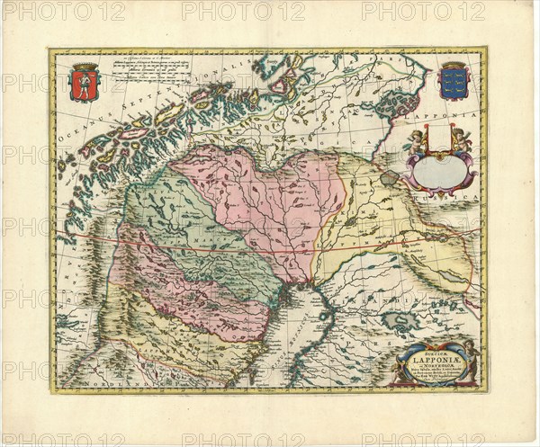 Map, Suecicæ Lapponiæ et Norvegicæ, Frederick de Wit (1610-1698), Copperplate print