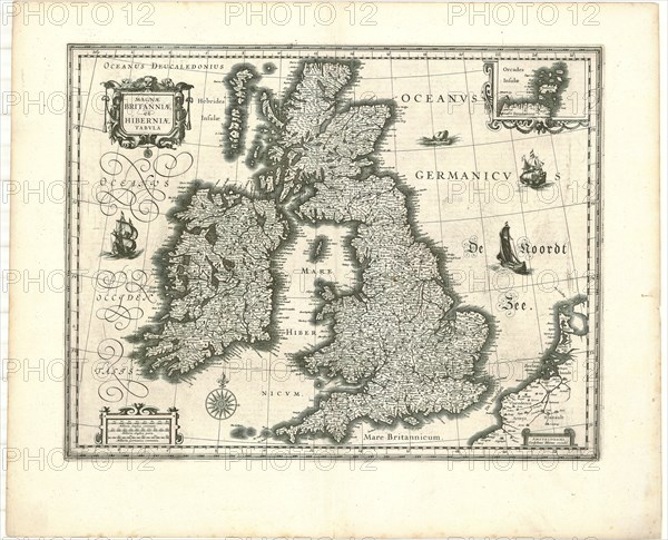 Map, Magnæ Britanniæ et Hiberniææ tabvla, Copperplate print