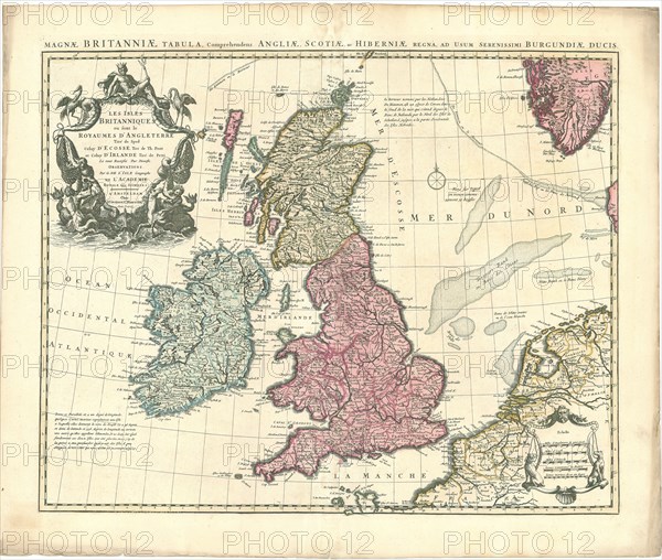 Map, Les Isles Britanniques ou sont le royaumes d'Angleterre, Guillaume Delisle (1675-1726), Copperplate print