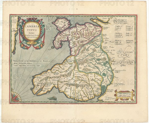 Map, Cambriæ typvs, Johannes Janssonius van Waesberge, Copperplate print