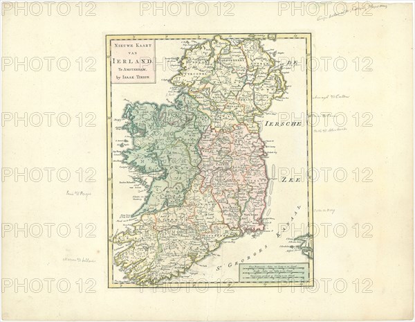 Map, Nieuwe kaart van Ierland, Johannes Condet (1711-1781), Copperplate print