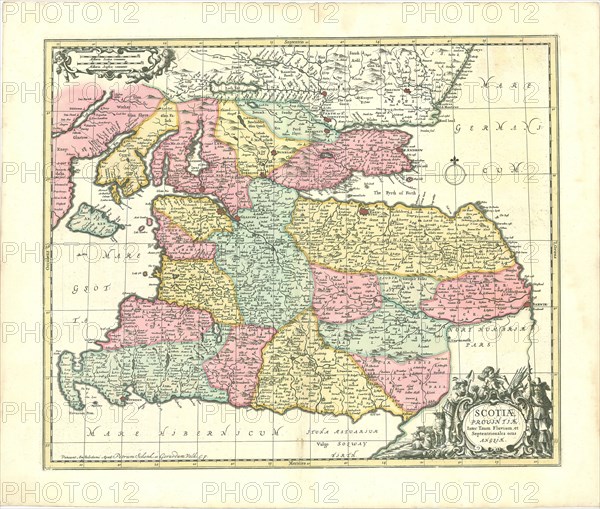 Map, Scotiæ prouintiaæ;, Copperplate print