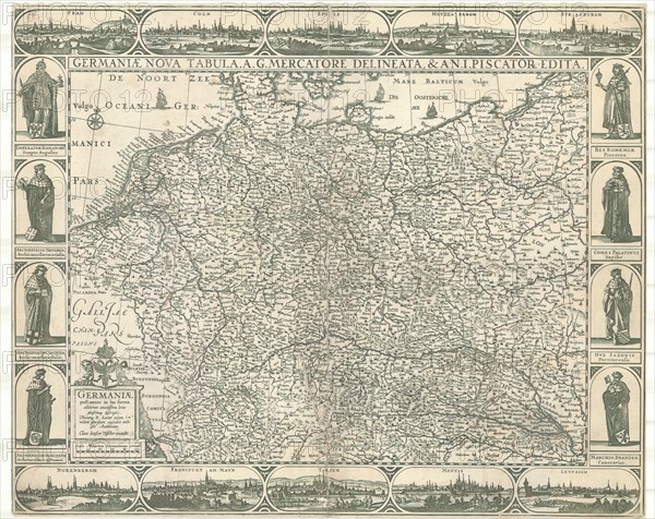 Map, Germaniae post omnes in hac forma editiones exactissima locupletissimaque descriptio, Copperplate print