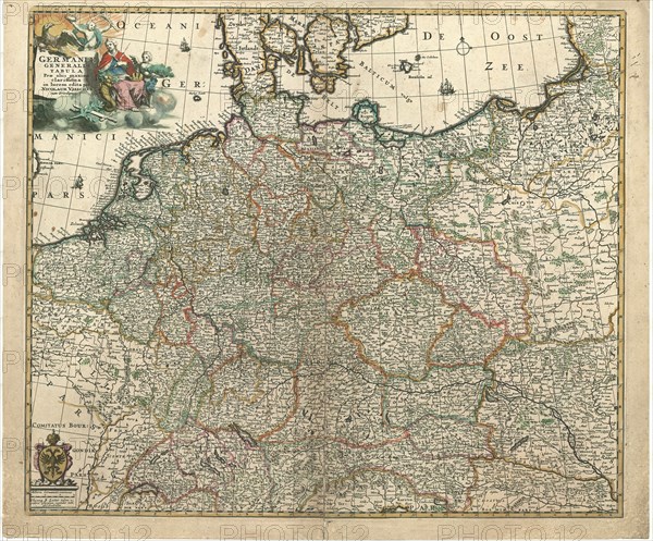 Map, Germaniae generalis tabula, Copperplate print