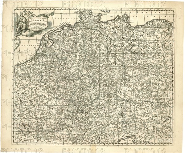 Map, Nova et prae caeteris aliis correcta Germaniae tabula, Frederick de Wit (1610-1698), Copperplate print