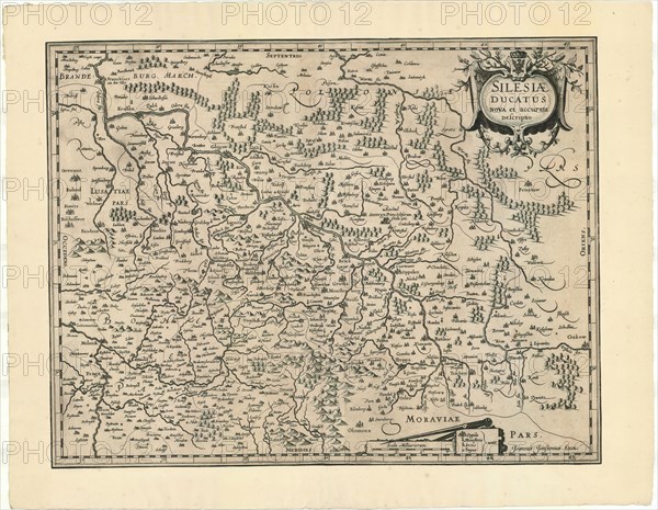 Map, Silesiæ Ducatus nova et accurata descriptio, Copperplate print