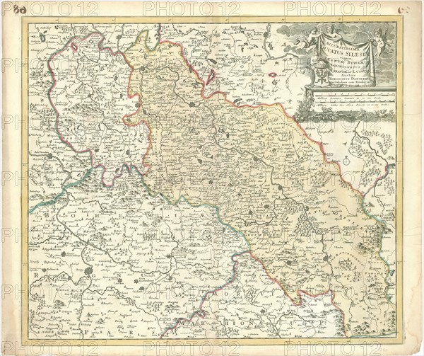 Map, Accuratissima ducatus Silesiæ eique regnum Bohemiæ Marchionatus Moraviæ et Lusatiæ, Theodorus Danckerts (1663-1727), Copperplate print