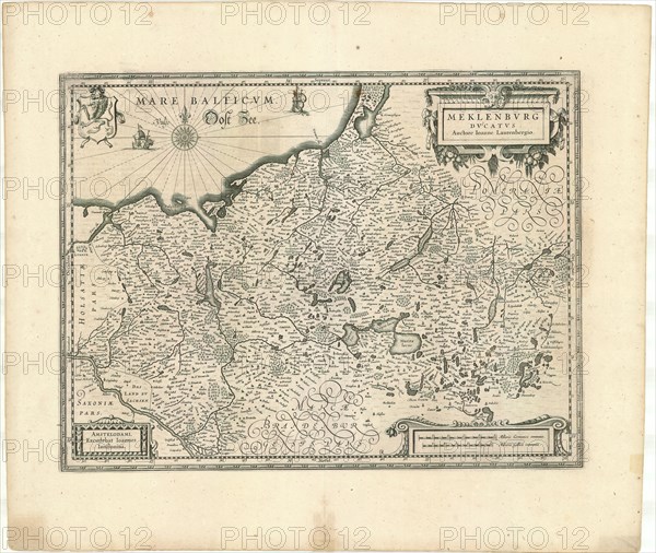 Map, Meklenbvrg dvcatvs, Salomon Rogiers (c. 1592-before 1640), Copperplate print