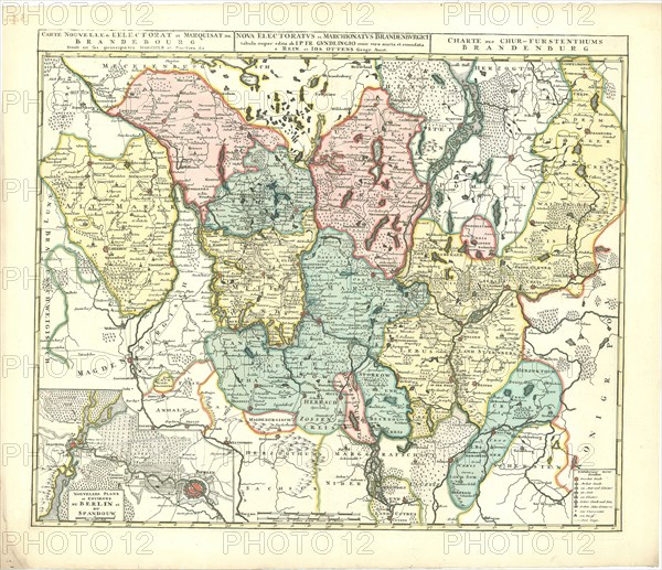 Map, Nova electoratvs et marchionatvs Brandenbvrgici tabula =, I.P. Gundlingius (1673-1731), Copperplate print