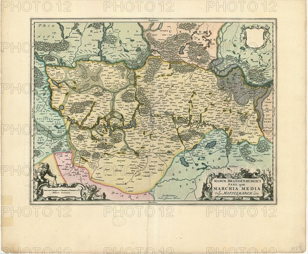 Map, March. Brandenburgici pars, quæ Marchia Media vulgo Mittelmarck audit, Frederick de Wit (1610-1698), Copperplate print