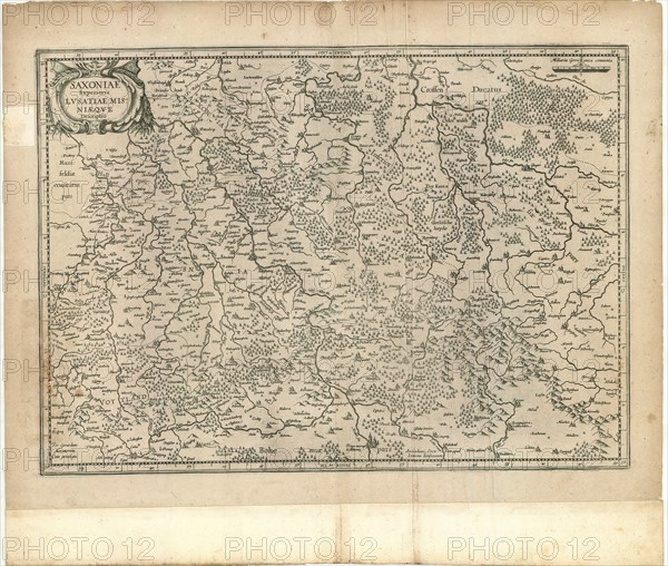 Map, Saxoniae Superioris Lvsatiae Misniaeqve descriptio, Gerard Mercator (1512-1594), Copperplate print