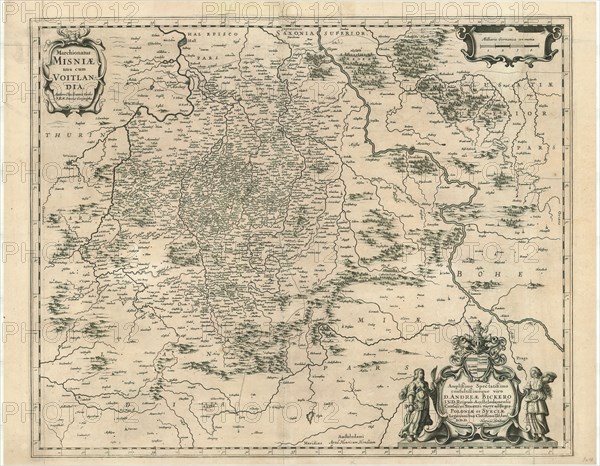 Map, Marchionatus Misniae una cum Voitlandia, Olof Hansson Örnehufvud (1600-1644), Copperplate print