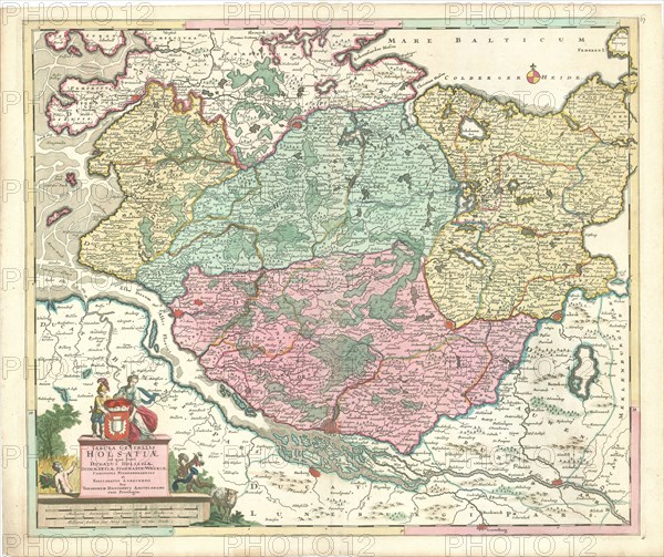 Map, Tabula generalis Holsatiae, Copperplate print