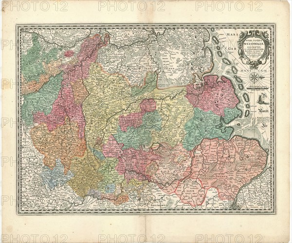 Map, Nova totius Westphaliae descriptio, Nicolaes Jansz Visscher (1618-1679), Copperplate print