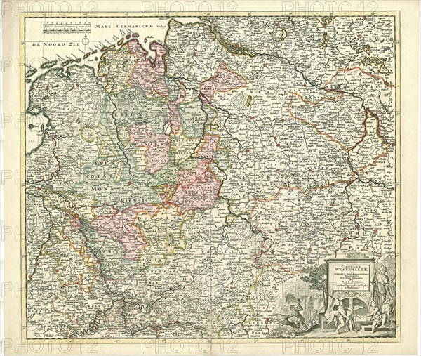 Map, Circulus Westphaliae cum omnibus suis subjacentibus provinciis novissima delineatio, Reinier Ottens (1729-1793), Copperplate print