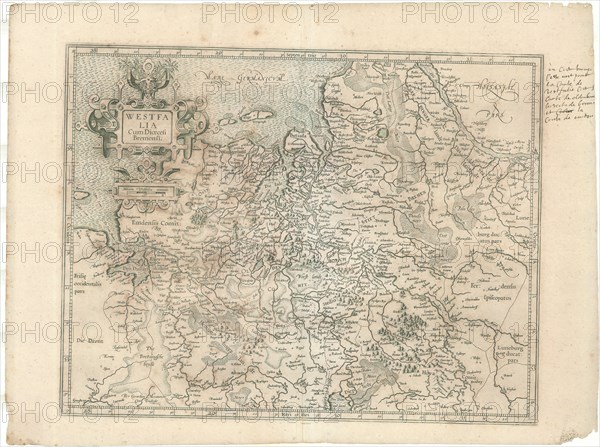 Map, Westfalia cum dioecesi Bremensi, Gerard Mercator (1512-1594), Copperplate print