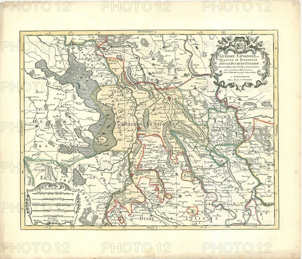 Map, Gueldre espagnole, ou quartier de Ruremonde dans le duché de Gueldre, Guillaume Sanson (1633-1703), Copperplate print