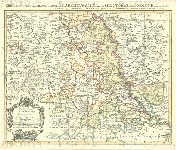 Map, Haute partie de l'archevesché et eslectorat de Cologne, Guillaume Sanson (1633-1703), Copperplate print