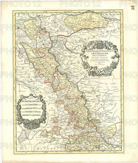 Map, Archevesché et eslectorat de Cologne, Guillaume Sanson (1633-1703), Copperplate print