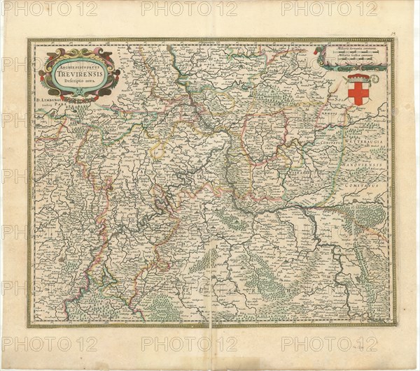 Map, Archiepiscopatus Trevirensis descriptio nova, Copperplate print