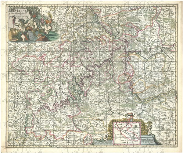 Map, Archiepiscopatus Trevirensis recentissima delineatio, Joannes de Ram (18 juni 1648-15 mei 1693), Copperplate print